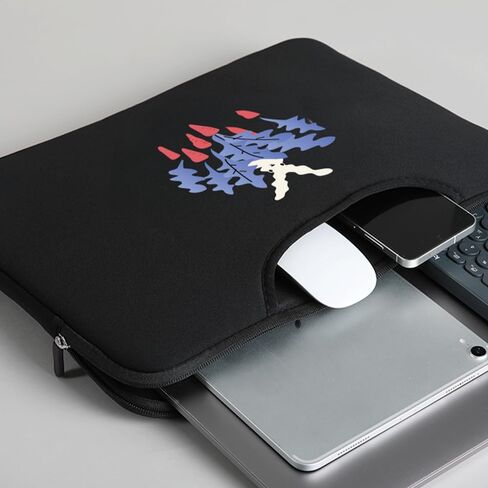 غلاف جهاز الكمبيوتر المحمول Stnine مع توضيح Cat Cute Custor Bag مع مقبض مخفي وجيوب متوافقة مع MacBook Air 13 MacBook Pro 14 HP Chromebook 14 in Kuwait