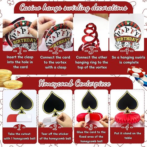 23 Pcs Casino Theme Party Decorations, Honeycomb Decorations Casino Theme Birthday Banner for Poker Themed Party and Las Vegas Themed Party Decorations in Saudi Arabia