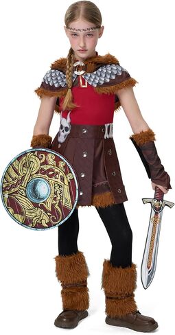 إبداعات spooktacular هالوين فتاة الفتاة Viking Dragon Trainer Assume ، ملابس عصر النهضة للأطفال in Saudi Arabia