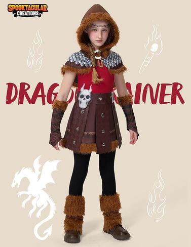 إبداعات spooktacular هالوين فتاة الفتاة Viking Dragon Trainer Assume ، ملابس عصر النهضة للأطفال in Saudi Arabia