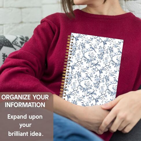 مجلة دفتر كاوت الجدة الكوبية ، دفتر دفاتر الأزهار الأزرق والأبيض للكودرانجا لأخذ الملاحظات ، مجلة كوتاجيكور زهرة ، دفتر غلاف جمالي خمر 5.5x8.3in in Kuwait