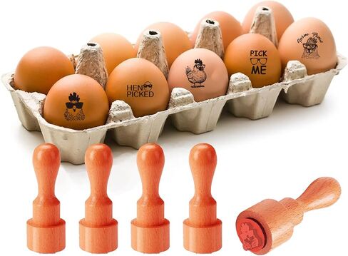 AHANDMAKER 5 Styles Hen Picked, Pick me, Chicken Pattern Wooden Rubber Stamp 2/3 Inch Small Mini Stamp Round Rubber Stamp for Making Egg Stamp Stamping Crafting Home Farm Supplies in Saudi Arabia