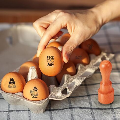 AHANDMAKER 5 Styles Hen Picked, Pick me, Chicken Pattern Wooden Rubber Stamp 2/3 Inch Small Mini Stamp Round Rubber Stamp for Making Egg Stamp Stamping Crafting Home Farm Supplies in Saudi Arabia