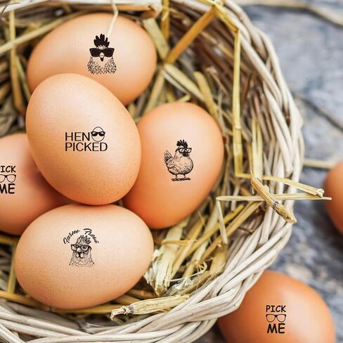 AHANDMAKER 5 Styles Hen Picked, Pick me, Chicken Pattern Wooden Rubber Stamp 2/3 Inch Small Mini Stamp Round Rubber Stamp for Making Egg Stamp Stamping Crafting Home Farm Supplies in Saudi Arabia