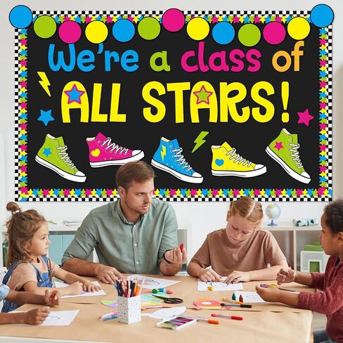 We're A Class of All Stars Bulletin Board Welcome Back to School Classroom Decorations Colorful Paper Cutout Motivational Positive Bulletin Board Borders for Nursery Wall Door Decor Teachers Supplies in Saudi Arabia