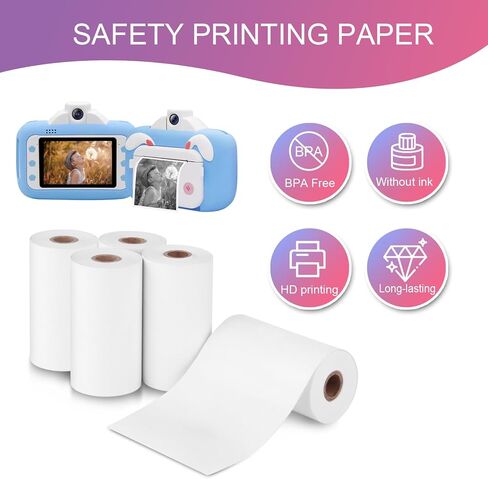 10 Rolls Kids Camera Paper Roll -swill - طباعة الطباعة الحرارية عالية الدقة ، متوافقة مع esoxoffore/etikez/cimizi/dylanto Kids Camera print (color ، 57x25mm) in Saudi Arabia