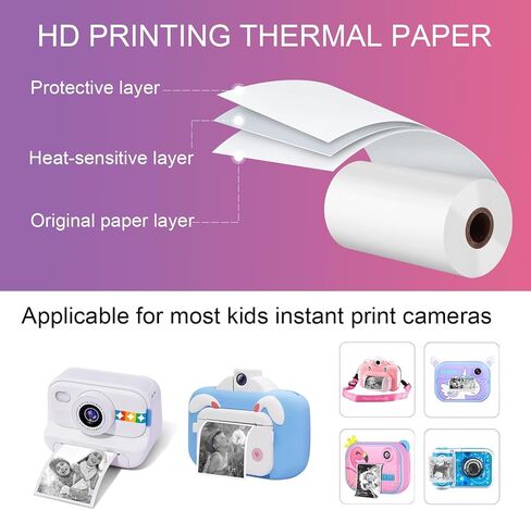10 Rolls Kids Camera Paper Roll -swill - طباعة الطباعة الحرارية عالية الدقة ، متوافقة مع esoxoffore/etikez/cimizi/dylanto Kids Camera print (color ، 57x25mm) in Saudi Arabia