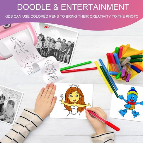 10 Rolls Kids Camera Paper Roll -swill - طباعة الطباعة الحرارية عالية الدقة ، متوافقة مع esoxoffore/etikez/cimizi/dylanto Kids Camera print (color ، 57x25mm) in Saudi Arabia
