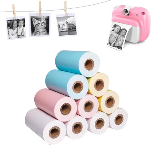 10 Rolls Kids Camera Paper Roll -swill - طباعة الطباعة الحرارية عالية الدقة ، متوافقة مع esoxoffore/etikez/cimizi/dylanto Kids Camera print (color ، 57x25mm) in Saudi Arabia