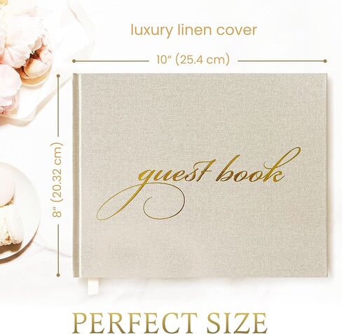 دفتر ضيوف حفل زفاف مع 200 ملصق - علامة ضيوف من الكتان الأنيقة لافتة في حفل استقبال الزفاف ، زوايا صور بولارويد وعلامة الجدول ، كتاب ذاكرة التذكارات in Kuwait