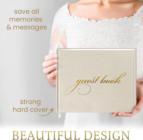 دفتر ضيوف حفل زفاف مع 200 ملصق - علامة ضيوف من الكتان الأنيقة لافتة في حفل استقبال الزفاف ، زوايا صور بولارويد وعلامة الجدول ، كتاب ذاكرة التذكارات in Kuwait