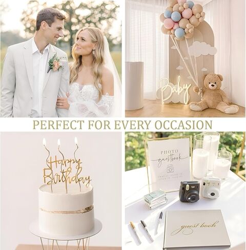 دفتر ضيوف حفل زفاف مع 200 ملصق - علامة ضيوف من الكتان الأنيقة لافتة في حفل استقبال الزفاف ، زوايا صور بولارويد وعلامة الجدول ، كتاب ذاكرة التذكارات in Kuwait