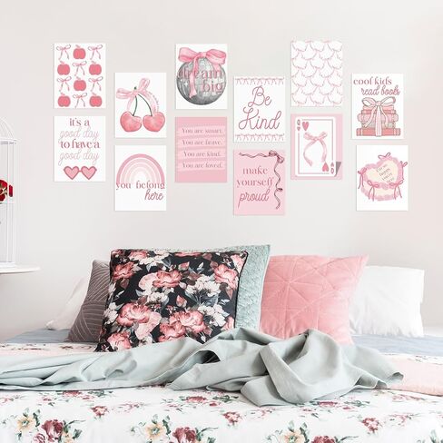مجموعة من 12 Coquette Pink Bow Prow Growth Mindsets Posters ملصقات تحفيزية مع اقتباسات إيجابية لإلهام العقول الصغيرة لمكتب غرفة نوم Bulletin Flusts ، 11 "x14" in Saudi Arabia