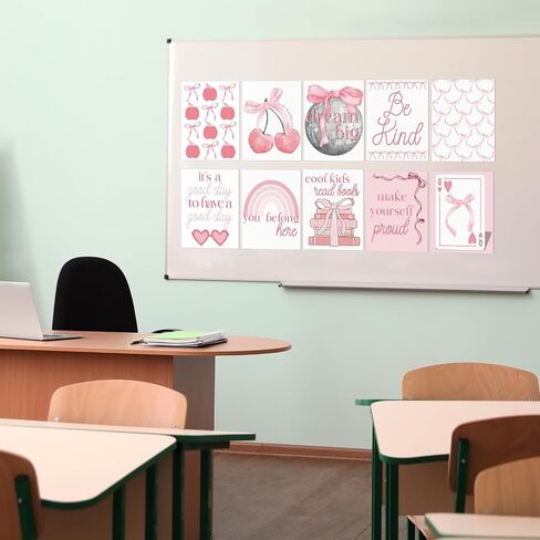 مجموعة من 12 Coquette Pink Bow Prow Growth Mindsets Posters ملصقات تحفيزية مع اقتباسات إيجابية لإلهام العقول الصغيرة لمكتب غرفة نوم Bulletin Flusts ، 11 "x14" in Saudi Arabia