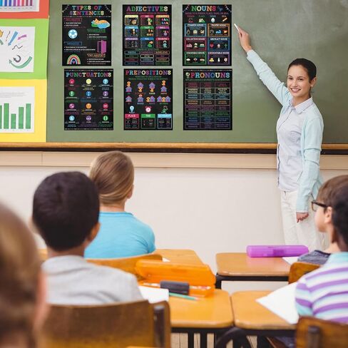 Amsoingspark 12 PCS أجزاء من ملصقات الكلام للفصول الدراسية ، والملصقات التعليمية للقواعد اللغة الإنجليزية عملية كتابة عملية كتابة للمنزل الابتدائي ديكور الجدار المدرسي المنزلي in Saudi Arabia