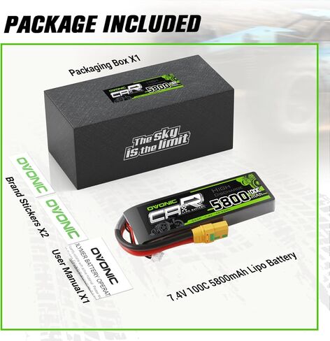 Ovonic 7.4V 100C 5800MAH 2S2P LIPO بطارية مع مكونات XT90-S ل RC Car Boat Truck Airplane Models in Kuwait