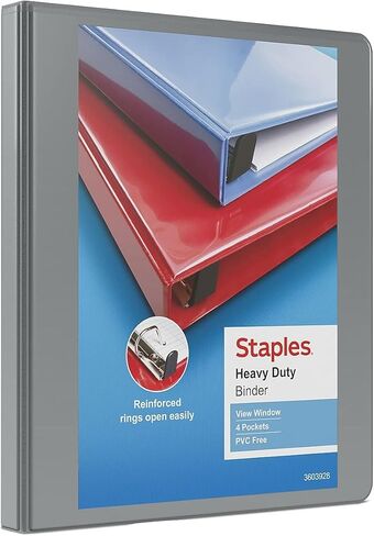 Staples Heaftict-Duty 1/2 inch 3 حلقات المجلدات ، الرمادي ، 3/حزمة (ST56327-CCVS) in Saudi Arabia