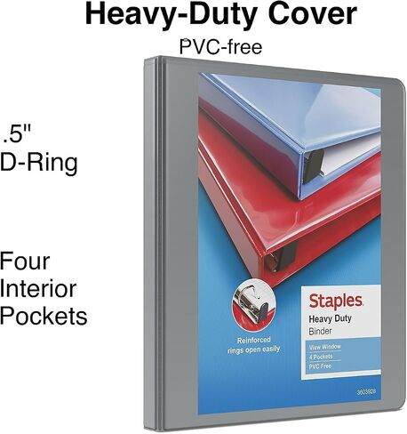 Staples Heaftict-Duty 1/2 inch 3 حلقات المجلدات ، الرمادي ، 3/حزمة (ST56327-CCVS) in Saudi Arabia