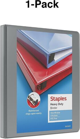 Staples Heaftict-Duty 1/2 inch 3 حلقات المجلدات ، الرمادي ، 3/حزمة (ST56327-CCVS) in Saudi Arabia