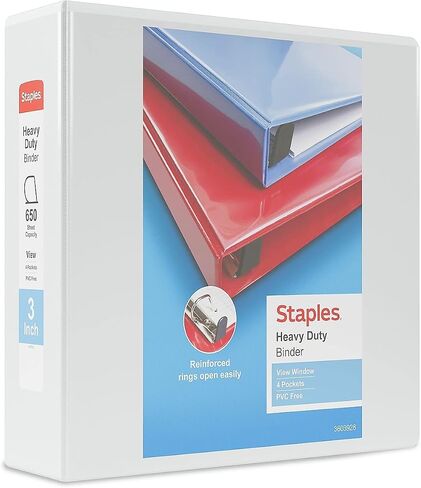 Staples 2723723 Heavy-Duty 3-Inch 3-Ring View Binders Black 4/Carton (24690CT) in Saudi Arabia