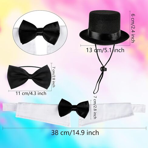 4 Pcs Pet Formal Halloween Costume Accessories Dog Wedding Bow Tie Top Hat Puppy Gentleman Costume for Halloween Cats Party Small Medium Dogs in Saudi Arabia