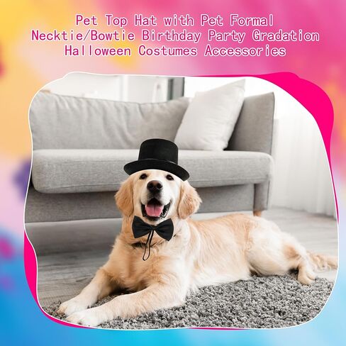 4 Pcs Pet Formal Halloween Costume Accessories Dog Wedding Bow Tie Top Hat Puppy Gentleman Costume for Halloween Cats Party Small Medium Dogs in Saudi Arabia