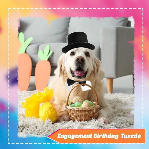 4 Pcs Pet Formal Halloween Costume Accessories Dog Wedding Bow Tie Top Hat Puppy Gentleman Costume for Halloween Cats Party Small Medium Dogs in Saudi Arabia