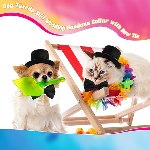 4 Pcs Pet Formal Halloween Costume Accessories Dog Wedding Bow Tie Top Hat Puppy Gentleman Costume for Halloween Cats Party Small Medium Dogs in Saudi Arabia