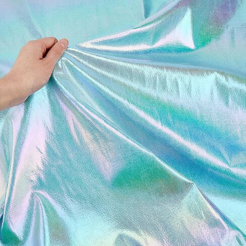 SUPERFINDINGS 53.94 inch Iridescent Fabric Shimmer Sewing Crafting Holograhic Fabric Costume Stage Perfomance Fabric for Clothing Patchwork Sewing Art in Saudi Arabia