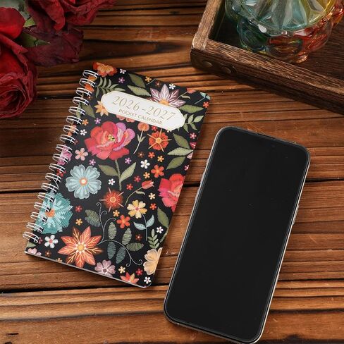 ReliThick 2026-2027 Spiral Small Pocket Calendar for Purse Monthly Planner Notebook with PVC Cover Pocket Calendar Journals Notepads Appreciation Gift for Women (Watercolor Butterfly) in Saudi Arabia