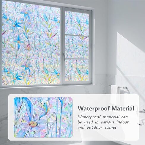 Finnez نافذة الخصوصية فيلم نافذة فيلم 3D لا الغراء الزجاج ملصق لباب زجاجي المنزل والمكتب التحكم في الحرارة المضادة للأشعة فوق البنفسجية 17.5 بوصة × 6.5 قدم in Kuwait