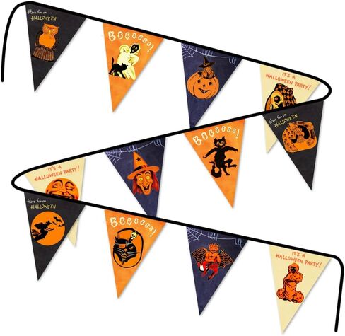 Fabric Pennant Banner for Halloween Decorations - Retro Style Indoor Outdoor Banner - Vintage Party Supplies - Happy Halloween Yard Sign in Kuwait