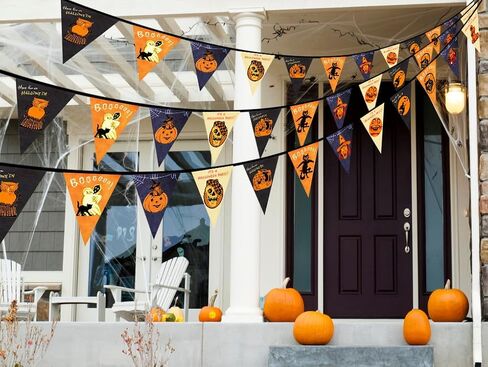 Fabric Pennant Banner for Halloween Decorations - Retro Style Indoor Outdoor Banner - Vintage Party Supplies - Happy Halloween Yard Sign in Kuwait