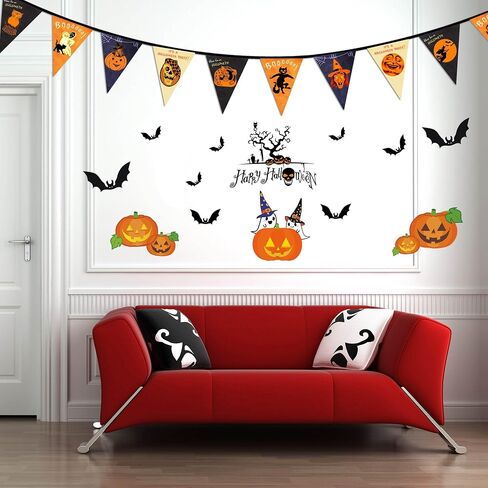 Fabric Pennant Banner for Halloween Decorations - Retro Style Indoor Outdoor Banner - Vintage Party Supplies - Happy Halloween Yard Sign in Kuwait