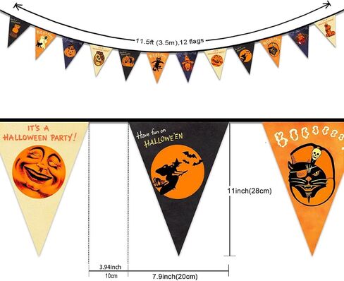 Fabric Pennant Banner for Halloween Decorations - Retro Style Indoor Outdoor Banner - Vintage Party Supplies - Happy Halloween Yard Sign in Kuwait