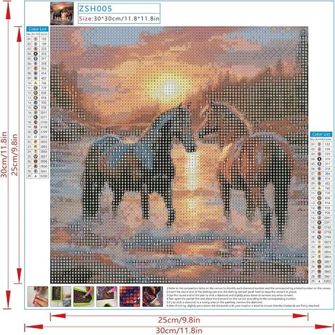 مجموعات فن الماس للبالغين تطهيرًا: اللوحة الفنية الماسية الحصان الكامل DRILL DIY 5D Painting - 11.8 × 11.8 بوصة قماشية متميزة - مجموعة كاملة مع الأدوات والصينية - هدية مريحة للمبتدئين للمبتدئين in Saudi Arabia