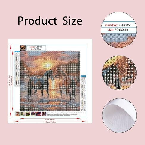 مجموعات فن الماس للبالغين تطهيرًا: اللوحة الفنية الماسية الحصان الكامل DRILL DIY 5D Painting - 11.8 × 11.8 بوصة قماشية متميزة - مجموعة كاملة مع الأدوات والصينية - هدية مريحة للمبتدئين للمبتدئين in Saudi Arabia