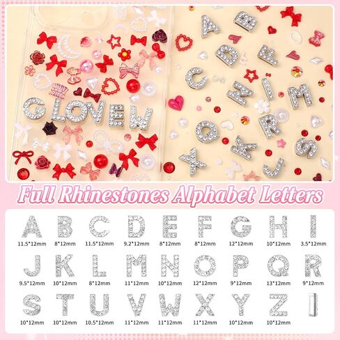 330 Pcs Blue Junk Phone Case Charms 26 Pcs A-Z Rhinestone Alphabet Letter Charms, Mix Flower Bow Heart Pearls Flatback Resin Charms Letter Junk Cases Kit for DIY Crafts in Kuwait