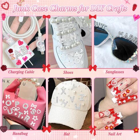330 Pcs Blue Junk Phone Case Charms 26 Pcs A-Z Rhinestone Alphabet Letter Charms, Mix Flower Bow Heart Pearls Flatback Resin Charms Letter Junk Cases Kit for DIY Crafts in Kuwait