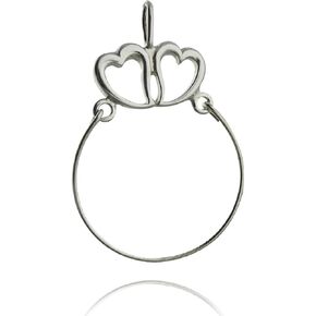 Two Hearts Charm Holder Pendant - 925 Sterling Silver - Add Charms Display Gift Cute Jewelry Charm (ss411) in Saudi Arabia