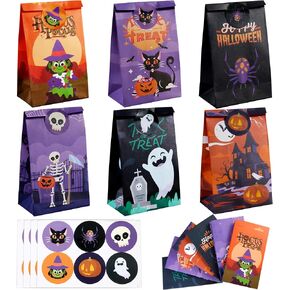 Joyin 24 PCS Halloween Treat Acags مع ملصقات ، أكياس حلوى و Goodie لـ Halloween Party Party Favors ، in Kuwait