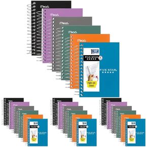 دفاتر ملاحظات حلزونية من خمس نجوم، 6 عبوات، دفاتر ملاحظات للجيب Fat Lil، ورق مسطر للكلية، 3-1/2 بوصة × 5-1/2 بوصة، صغير، 200 ورقة، أرجواني، برتقالي، أخضر، أزرق، رمادي، أسود (38027) ) in Kuwait