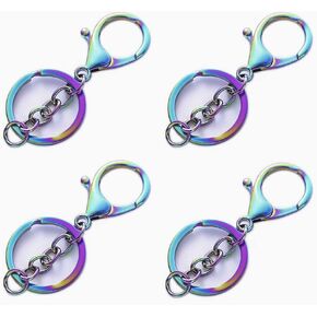 20pcs حلقة مقسمة مسطحة ومشابك جراد البحر مع سلسلة التمديد لسلسلة مفاتيح مفتاح DIY Craft (Silver) in Kuwait