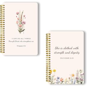 LOEVOERO 2pcs Inspirational Spiral Notebook with Inspirational Bible Verses,PSALM 23:3 He Restores My Soul 50 Pages 5.5x 8.3inch, Ideal Birthday or Christian Gifts, Ideal for School or Office。 in Kuwait