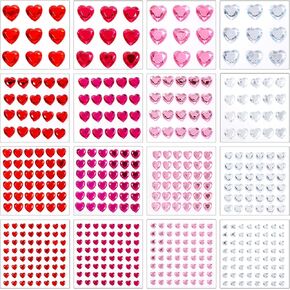 516 PCS Heart Face Gems, Bling Heart Eye Jewels Stickers for Crafts, Pink Red Adhesive Face Gems for Crafts, Acrylic Rhinestones Love Eye Sticker for Body Makeup Wedding Decor DIY in Saudi Arabia