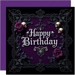 Gothic Birthday Card - Purple Rose Skull birthday card for men women goth teen in Saudi Arabia