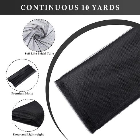 Black Tulle Ribbon Roll 54in × 10 ياردة - مثالية ل DIY هدية التغليف الزفاف دش الطفل in Kuwait