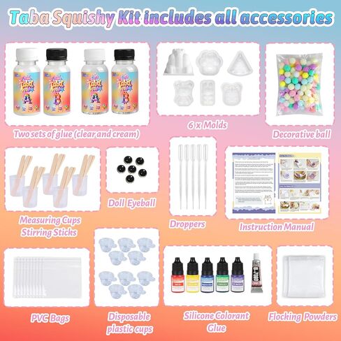 GiftMiyhime Taba Squishy Making Kit - مجموعتان مختلفتان من السيليكون A+B (واضح وشفاف) للمبتدئين لإنشاء أنماط اسفنجي مختلفة in Saudi Arabia