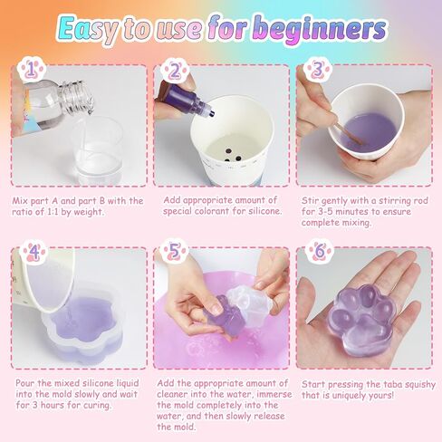 GiftMiyhime Taba Squishy Making Kit - مجموعتان مختلفتان من السيليكون A+B (واضح وشفاف) للمبتدئين لإنشاء أنماط اسفنجي مختلفة in Saudi Arabia
