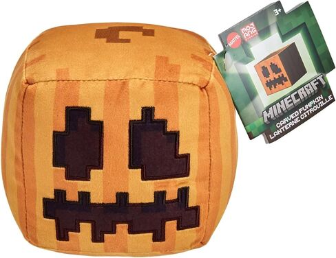 Minecraft Carved Pumpkin Plush Character, 8-inch Collectible Soft Doll Inspired by The Video Game in Saudi Arabia